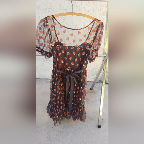 Hot Topic glitter strawberry pattern dress - Picture 2 of 3